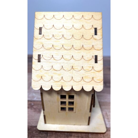 Laser-Cut Wooden LED Christmas House Can Be Painted Or Natural - Picture 2 of 7